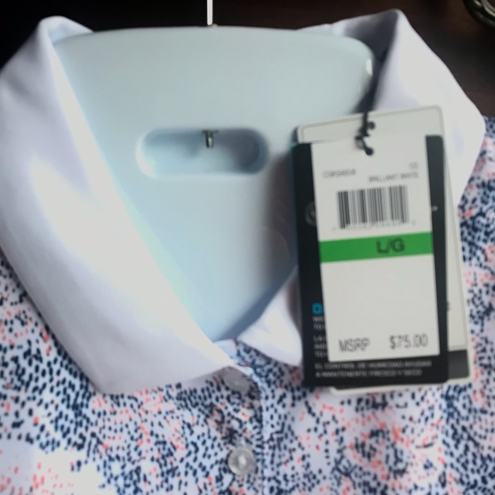 CALLAWAY WOMENS GOLF POLO SIZE L WHITE/NAVY/CORAL - Picture 3 of 8